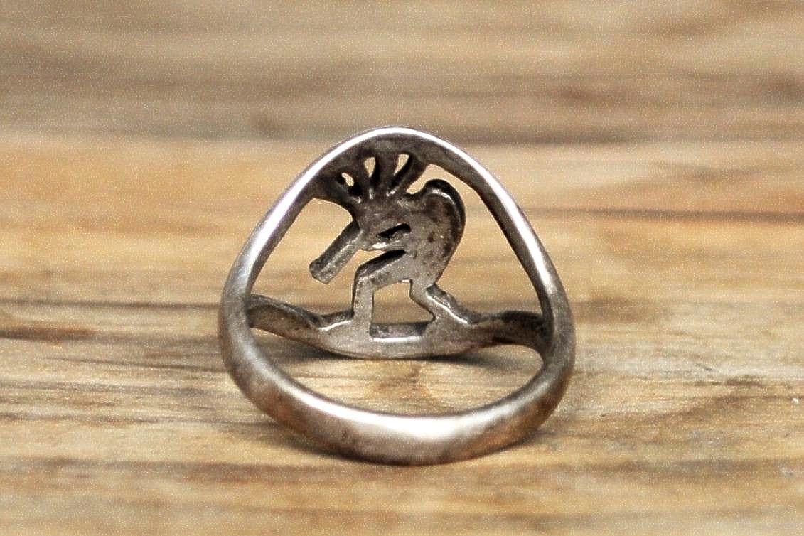 Native American Split Design Kokopelli Ring - Size 5 - Stamped and