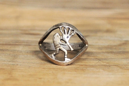 Native American Split Design Kokopelli Ring - Size 5 - Stamped and Tested Sterling Silver - Rare Native American Deity Jewelry