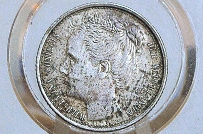1903 Silver Netherlands 10 Cent - VF Condition - Wilhelmina I - Old Netherlands Coin, Super Cool - .640 Silver -