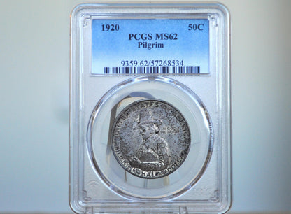 Authentic 1920 Pilgrim Tercentenary Silver Commemorative Half Dollar - XF-BU (Uncirculated) - Pilgrim Half Dollar Commemorative 1920