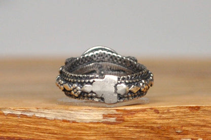 Extremely Rare Silver Solomon&#39;s Stone Ring - Size 5.5 - Stamped and Tested Sterling Silver - Eilat Stone - Solomon Mines - Israeli Jewelry