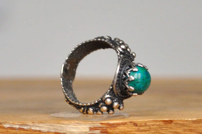 Extremely Rare Silver Solomon&#39;s Stone Ring - Size 5.5 - Stamped and Tested Sterling Silver - Eilat Stone - Solomon Mines - Israeli Jewelry