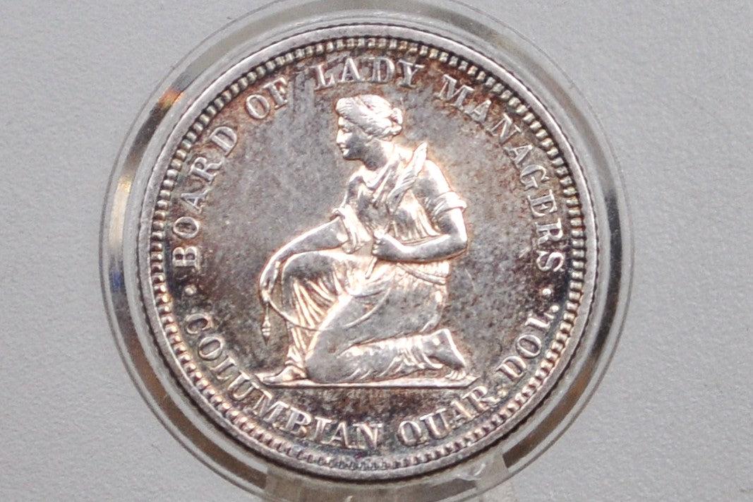 1893 Isabella Quarter, Columbian Exposition Quarter - Uncirculated, Toned - Rare Commemorative Quarter from the World's Columbian Exposition