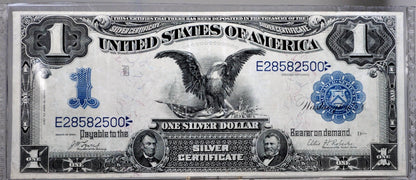 1899 1 Dollar Silver Cert. Black Eagle Fr#226a - AU (About Uncirculated) Grade - Rare Note 1899 Large Note 1 Dollar Bill 1899 Silver Cert Fr