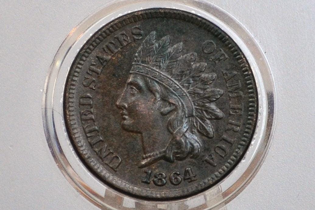 1864-L Indian Head Penny Bronze - Choice Au - 1864 L Cent - Bronze Variety, L - Incredible Coin, Stunning