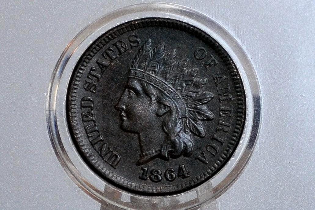 1864-L Indian Head Penny Bronze - Choice Au - 1864 L Cent - Bronze Variety, L - Incredible Coin, Stunning