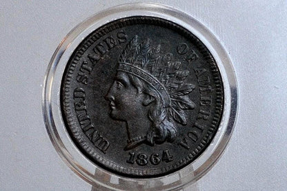 1864-L Indian Head Penny Bronze - Choice Au - 1864 L Cent - Bronze Variety, L - Incredible Coin, Stunning