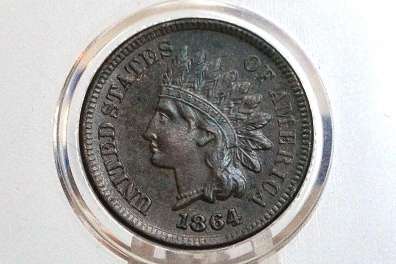 1864-L Indian Head Penny Bronze - Choice Au - 1864 L Cent - Bronze Variety, L - Incredible Coin, Stunning