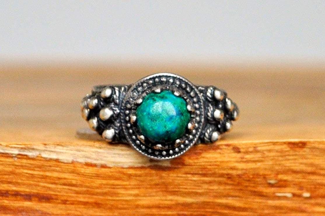 Extremely Rare Silver Solomon&#39;s Stone Ring - Size 5.5 - Stamped and Tested Sterling Silver - Eilat Stone - Solomon Mines - Israeli Jewelry