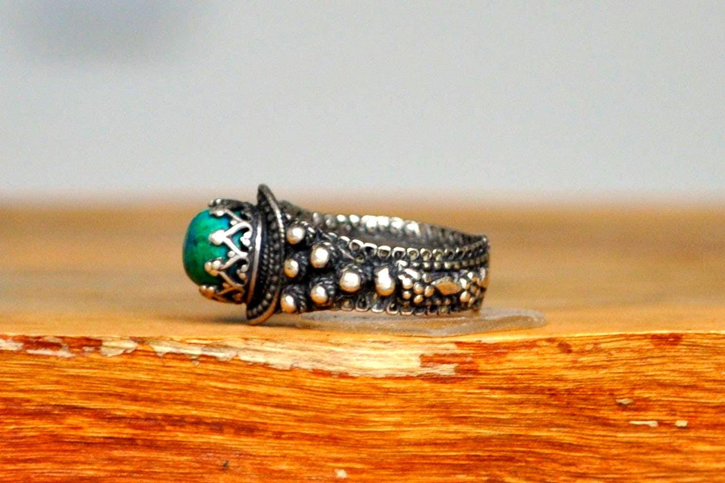 Extremely Rare Silver Solomon&#39;s Stone Ring - Size 5.5 - Stamped and Tested Sterling Silver - Eilat Stone - Solomon Mines - Israeli Jewelry