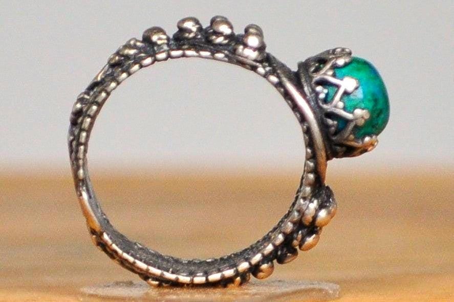 Extremely Rare Silver Solomon&#39;s Stone Ring - Size 5.5 - Stamped and Tested Sterling Silver - Eilat Stone - Solomon Mines - Israeli Jewelry