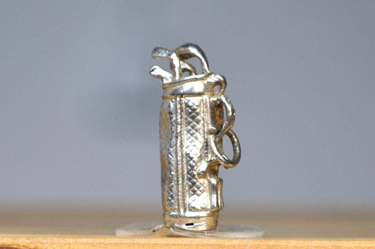 Sterling Silver Golf Carry Bag Charm - Stand Golf Bag Silver Pendent / Charm - Awesome Piece!