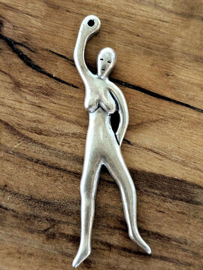Sterling Silver Stylized Women Figure Pendant - Sterling Silver Female/Person Charm