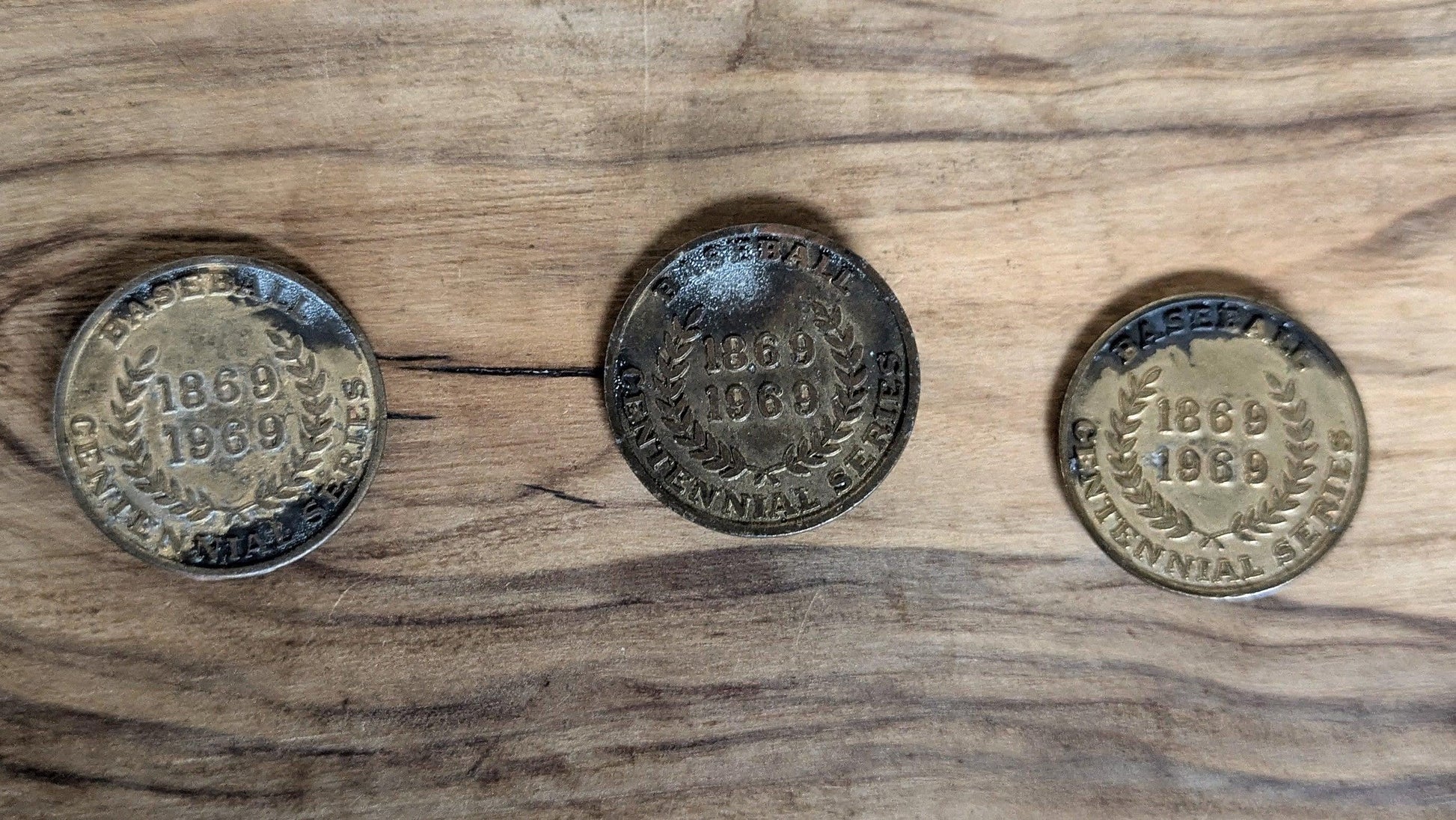 Lot of Three Baseball High Relief Commemorative Medallion - Three Baseball Collectible Tokens