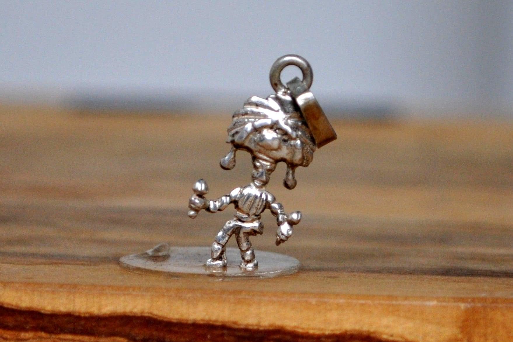 Silver Zapotec Dancer Charm - Stamped and Tested Sterling Silver - Ritual Feather Dancer Charm - Oaxacan Jewelry