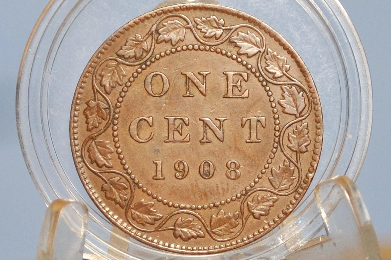 1908 Canadian Cent - XF (Extremely Fine) Grade / Condition - Edward VII - One Cent Canada 1908 Large Cent - 1908 Canadian Penny