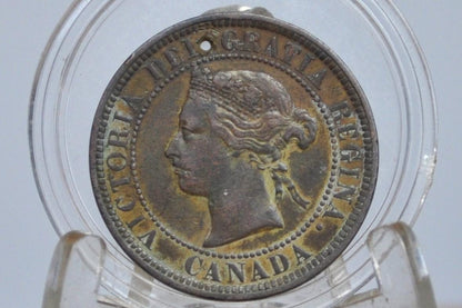 1876 Canadian One Cent - VF (Very Fine) Grade / Condition - Queen Victoria - 1876 Large Cent - 1876 Penny Canada 1 Cent 1876