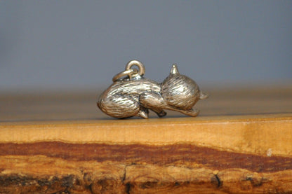 Silver Angry Cat Charm - Tested Sterling Silver - Hissing Kitty Charm