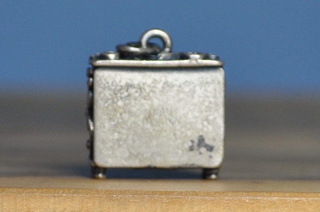 Antique Sterling Silver Beau Mechanical Piano Charm - Vintage Beau Articulated Piano Sterling Silver Pendant