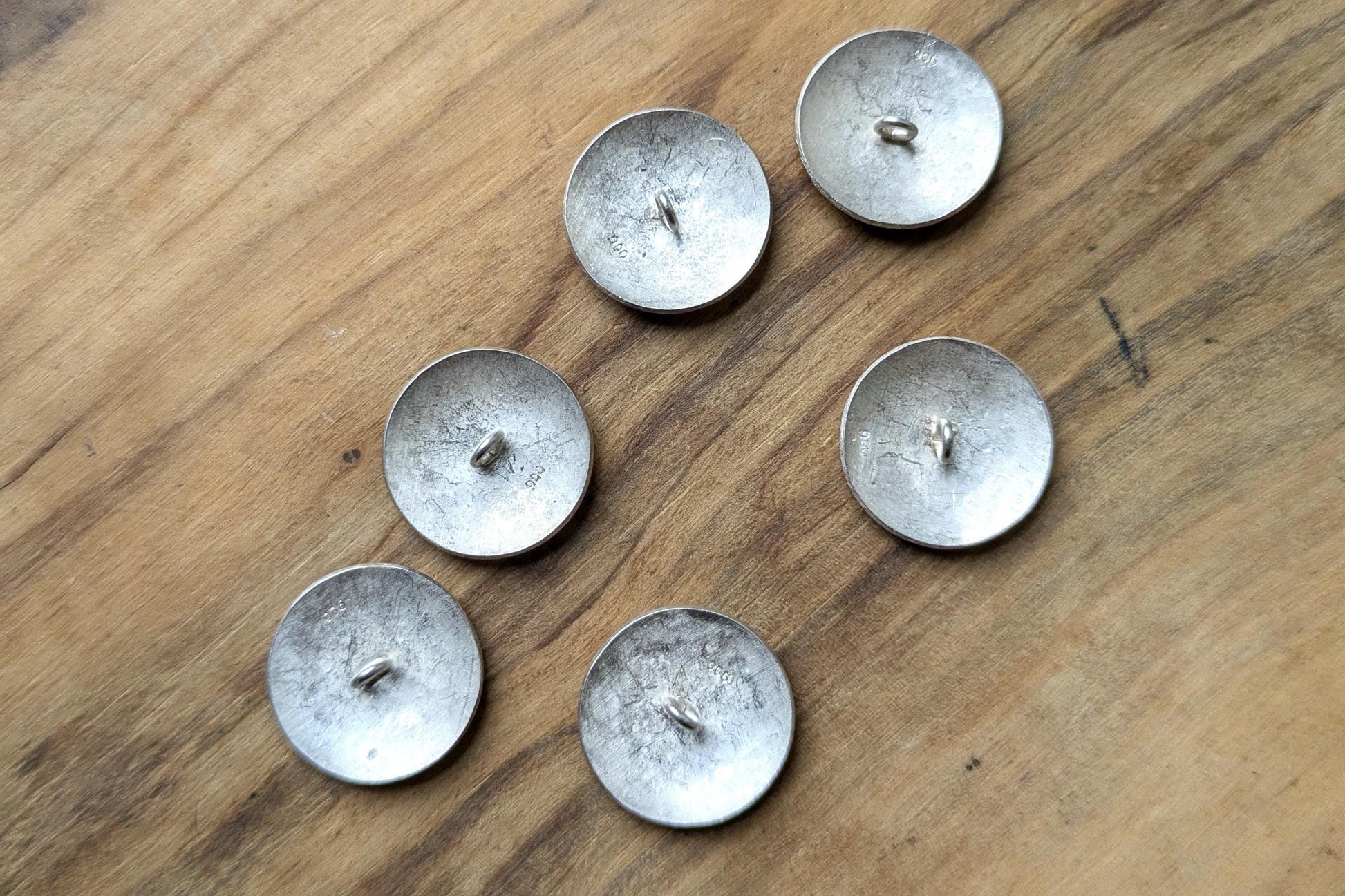 Set of 6 900 Silver Viracocha Buttons - Stamped and Tested 900 Silver - Incan Silver Buttons - South American Mythology Buttons