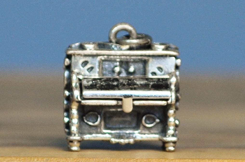 Antique Sterling Silver Beau Mechanical Piano Charm - Vintage Beau Articulated Piano Sterling Silver Pendant