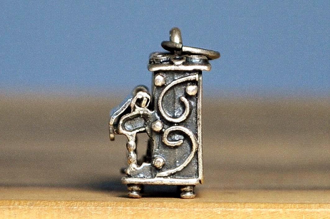 Antique Sterling Silver Beau Mechanical Piano Charm - Vintage Beau Articulated Piano Sterling Silver Pendant