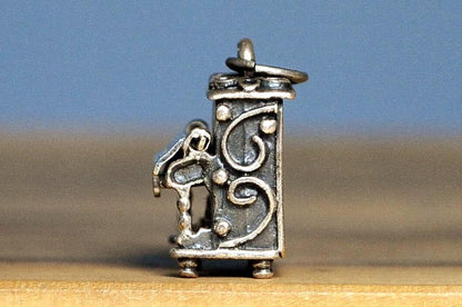 Antique Sterling Silver Beau Mechanical Piano Charm - Vintage Beau Articulated Piano Sterling Silver Pendant