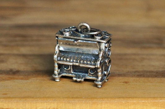 Antique Sterling Silver Beau Mechanical Piano Charm - Vintage Beau Articulated Piano Sterling Silver Pendant