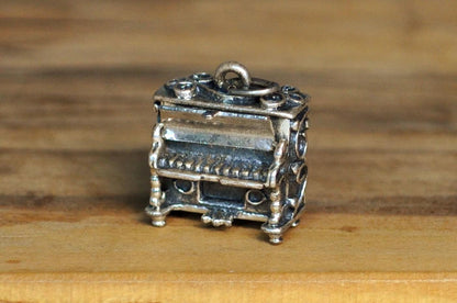 Antique Sterling Silver Beau Mechanical Piano Charm - Vintage Beau Articulated Piano Sterling Silver Pendant