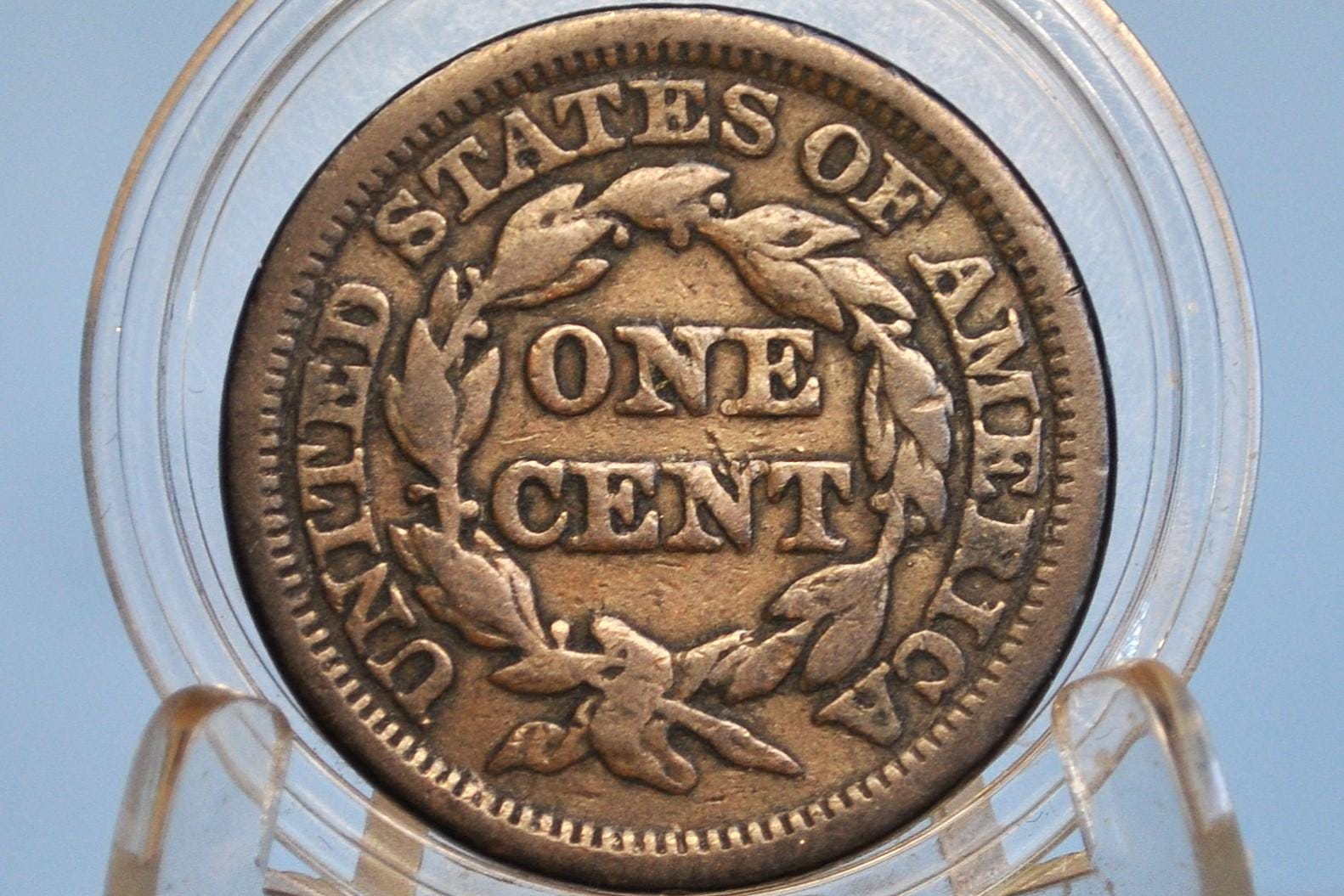 1846 Large Cent Tall Date Variety - 1846 Coronet Cent - 1846 Tall Date US Large Cent - Braided Hair 1839 to 1857