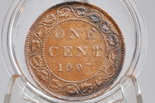 1907 Canadian One Cent - VF/XF Condition & Great Detail - King Edward VII - One Cent Canada 1907 Cent, Tougher Date
