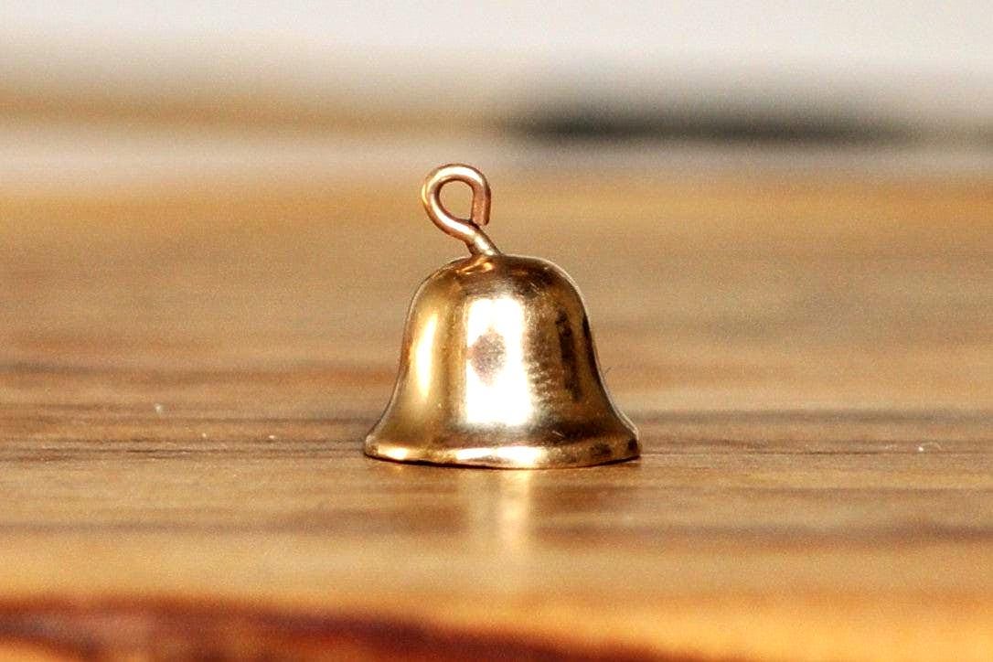 10K Gold Bell Charm - Works! Ringing Bell Charm - Stamped and Tested 10K Gold - Beautiful Piece