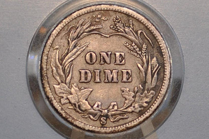 1905-S Barber Silver Dime - G (Good) Grade/Condition, Better Date San Francisco Mint 1905 Dime