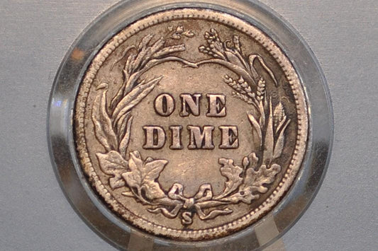 1905-S Barber Silver Dime - G (Good) Grade/Condition, Better Date San Francisco Mint 1905 Dime