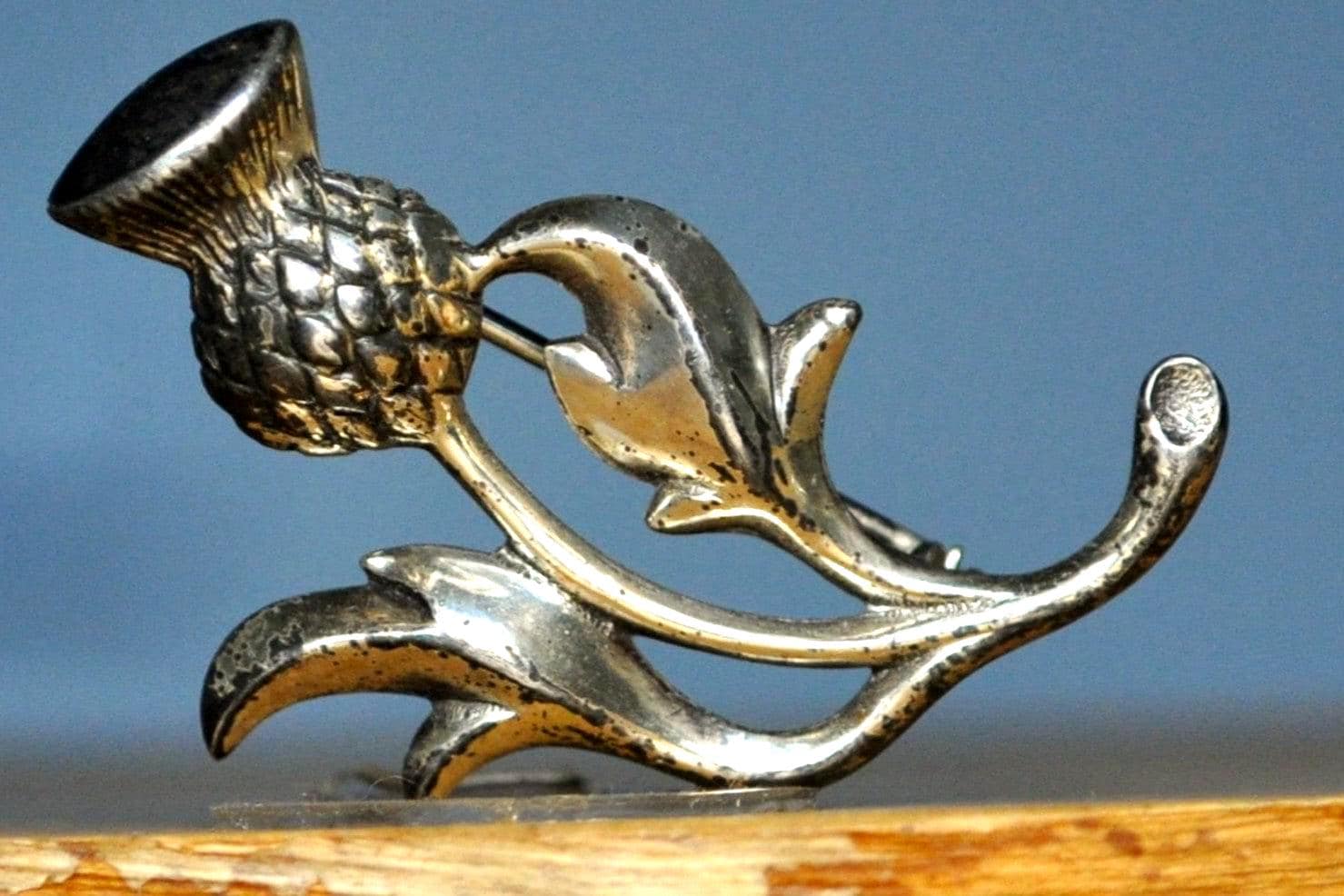 Beau Sterling Scottish Thistle Brooch - Stamped and Tested Sterling Silver - Celtic Floral Jewelry