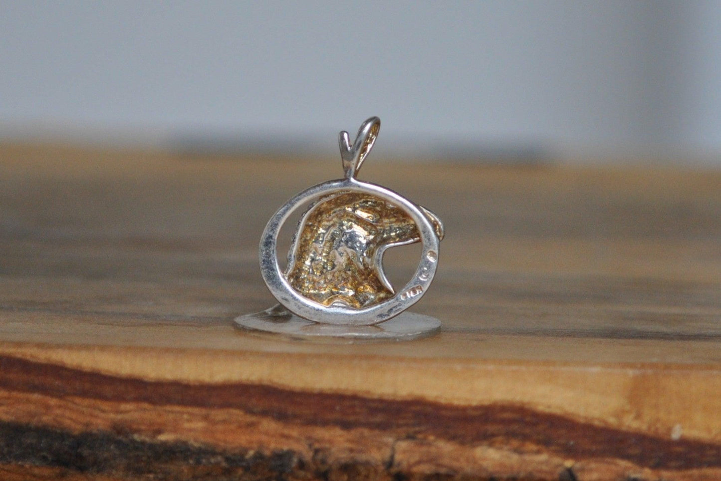 Gold Tone Silver Eagle Head Charm - Stamped and Tested Sterling Silver - Patriotic/Brave Jewelry