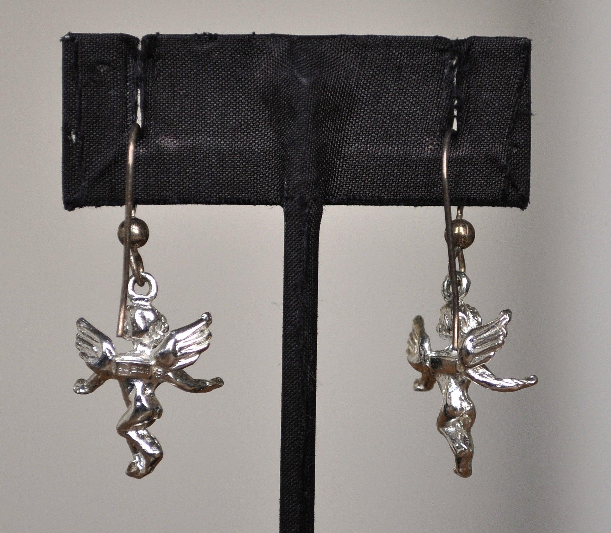 Guardian Angel Dangle Earrings Sterling - Sterling Silver Cupid Earrings