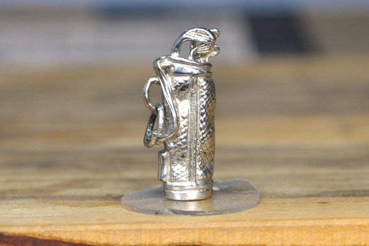 Sterling Silver Golf Carry Bag Charm - Stand Golf Bag Silver Pendent / Charm - Awesome Piece!