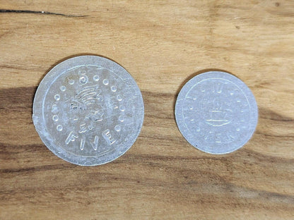 Lot of Two Play Money Nickel and Dime - Dime and Nickel Play Coins Set of 2