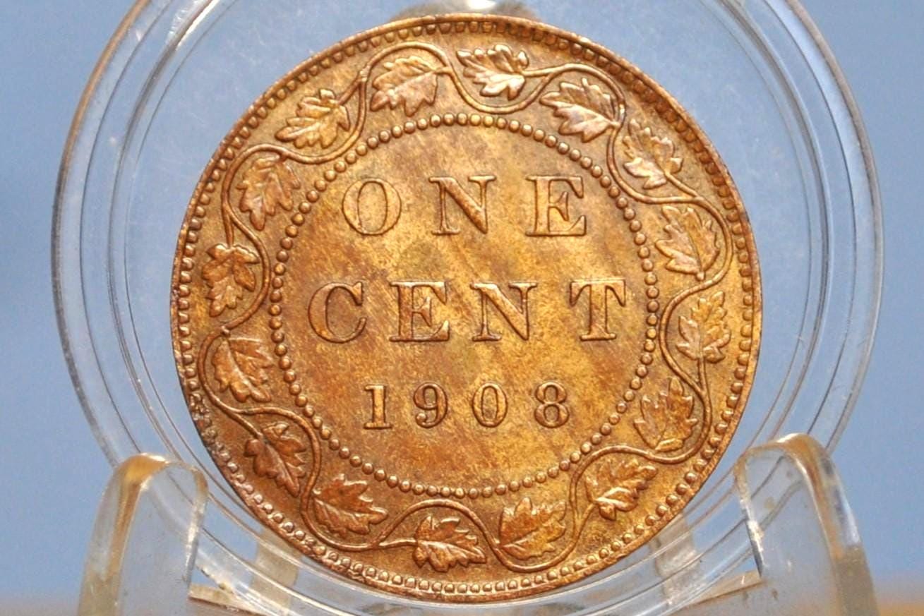 1908 Canadian Cent - XF (Extremely Fine) Grade / Condition - Edward VII - One Cent Canada 1908 Large Cent - 1908 Canadian Penny
