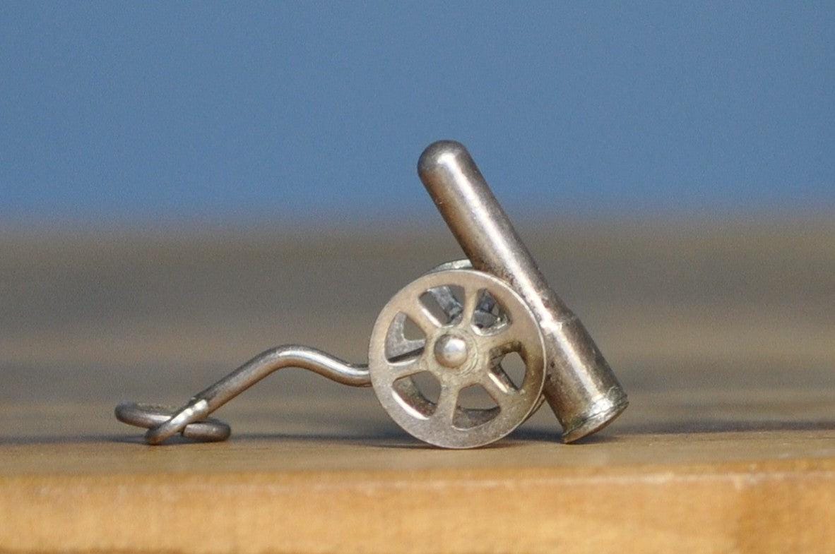 Antique Sterling Silver Cannon Bracelet Charm - Artillery Cannon Vintage Sterling Pendant