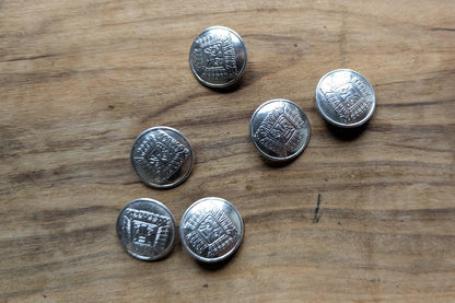 Set of 6 900 Silver Viracocha Buttons - Stamped and Tested 900 Silver - Incan Silver Buttons - South American Mythology Buttons