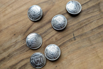 Set of 6 900 Silver Viracocha Buttons - Stamped and Tested 900 Silver - Incan Silver Buttons - South American Mythology Buttons
