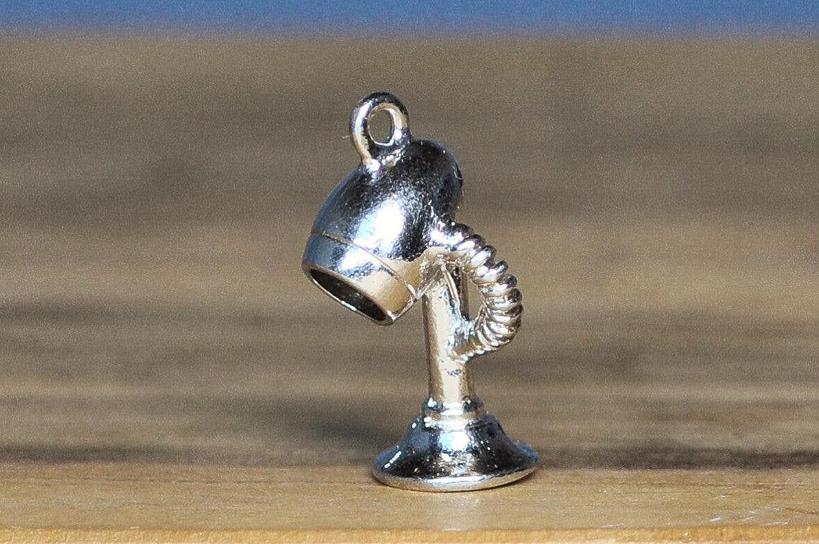 Sterling Silver Salon Hair Dryer Bracelet Charm - Antique Salon Hair Dryer Pendant