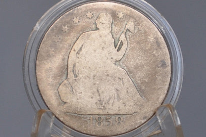 1858-O Seated Liberty Half Dollar - AG/G Grade / Condition - 1858O Liberty Seated Silver Half Dollar With Arrows