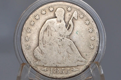 1855-O Seated Liberty Half Dollar - Good Grade / Condition - 1855O Liberty Seated Silver Half Dollar With Arrows