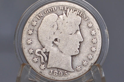 1895-S Barber Half Dollar - G (Good) Grade / Condition - 1895S Barber Silver Half Dollar - 1895 P Half Dollar - 1895 Barber Half