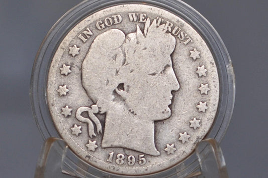 1895-S Barber Half Dollar - G (Good) Grade / Condition - 1895S Barber Silver Half Dollar - 1895 P Half Dollar - 1895 Barber Half