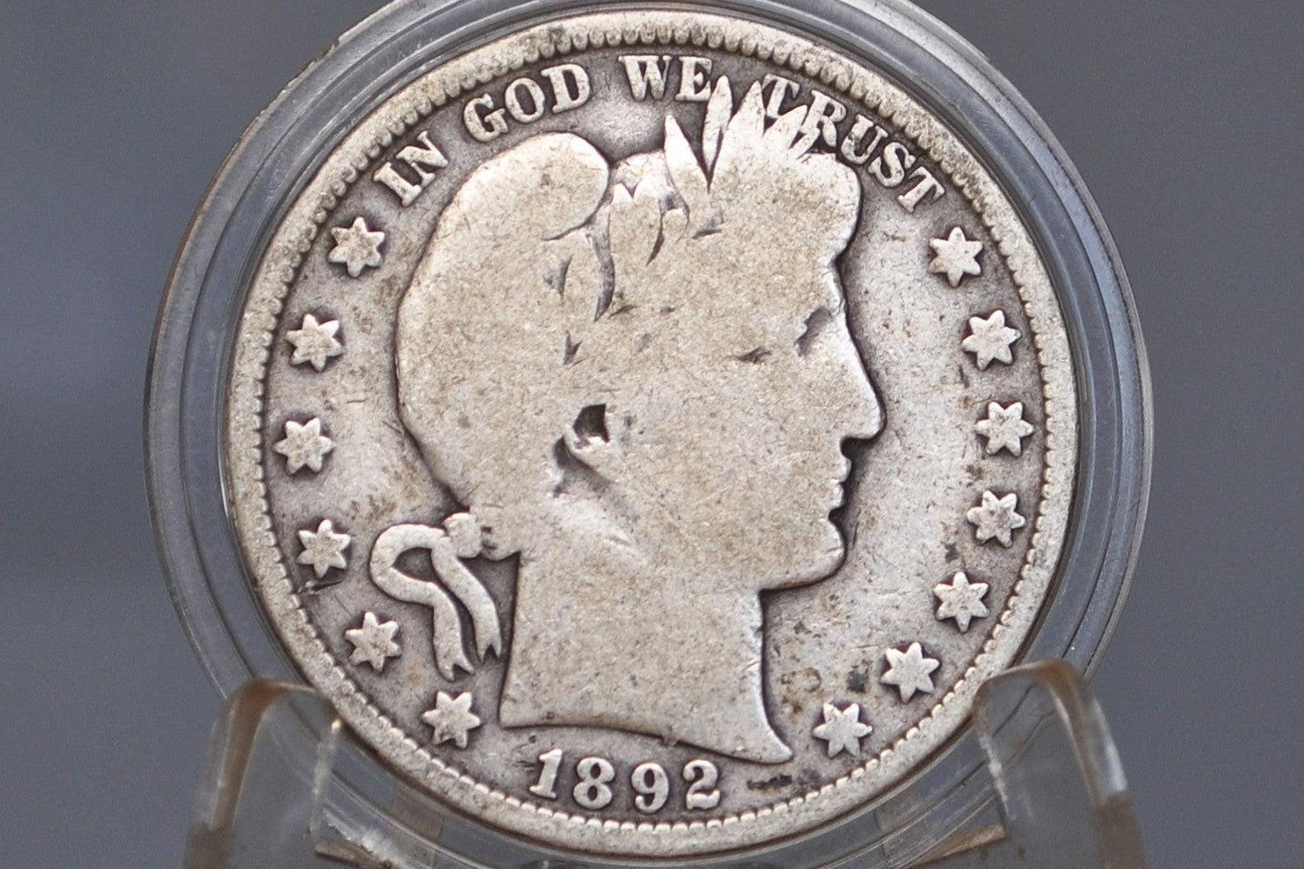 1892 Barber Half Dollar - G (Good) - Philadelphia Mint - 1892 Barber Silver Half Dollar, Semi-Key Date / Low Mintage Date!