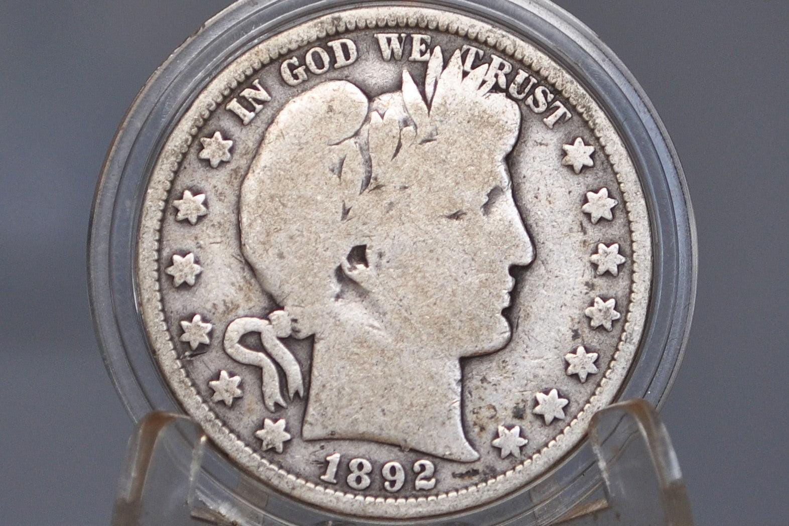 1892 Barber Half Dollar - G (Good) - Philadelphia Mint - 1892 Barber Silver Half Dollar, Semi-Key Date / Low Mintage Date!